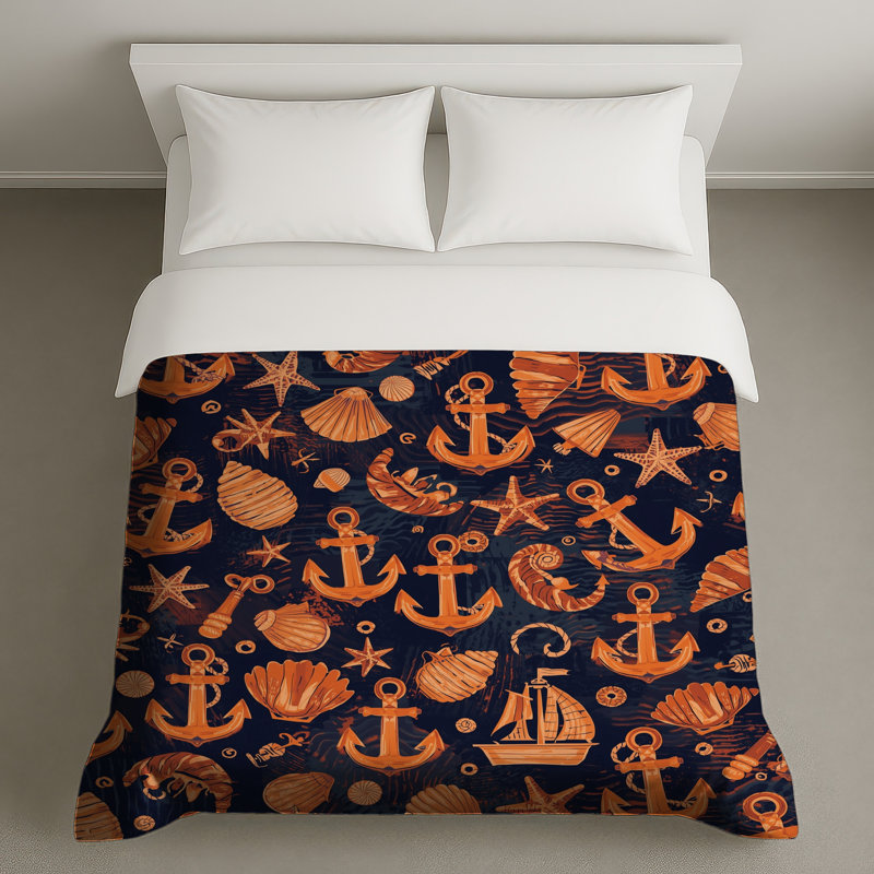 Housses de couette Nautical Anchors Shells, Grand lit