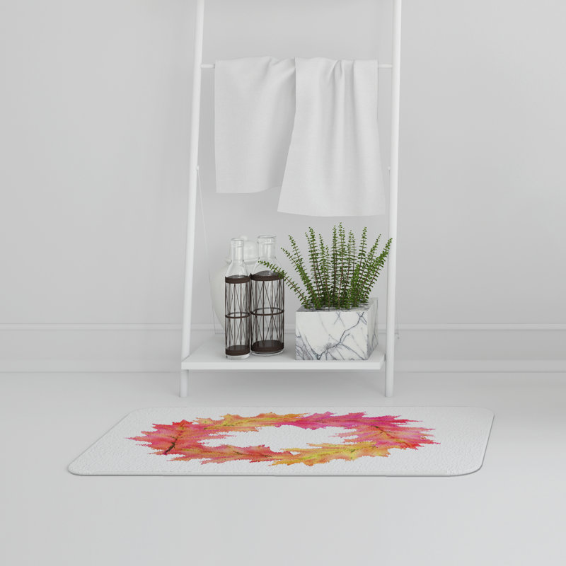Aiva Non-Slip Bath Rug, Pink/Yellow Floral 6