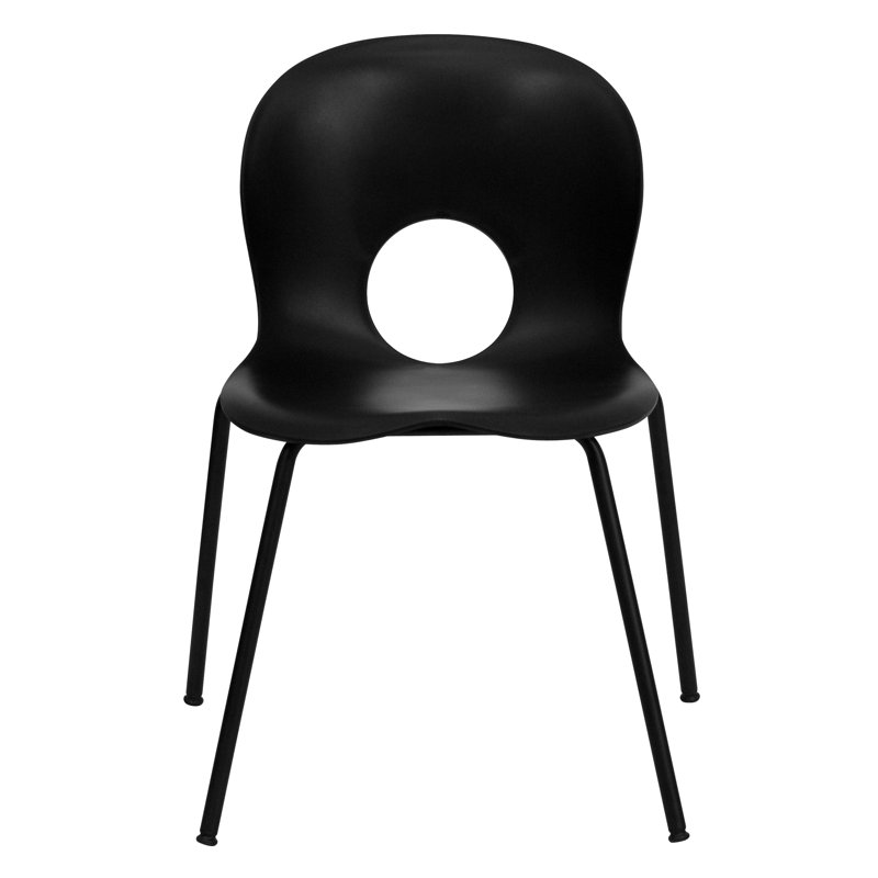 Chaise empilable en plastique 770 lb., Ensemble de 10, Noir