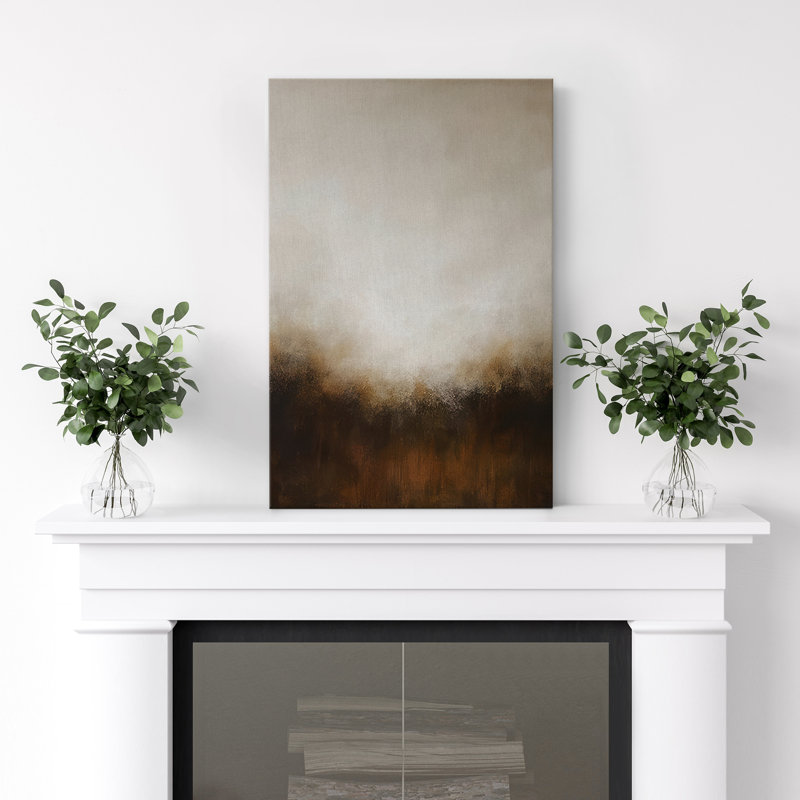 Toile, art mural, beige, beige, abstrait, impression de décoration de salon, Frameless, Toile tendue, H 18 po x l 12 po