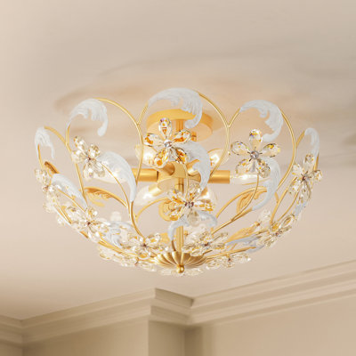 6-Light Crystal Floral Flush Mount