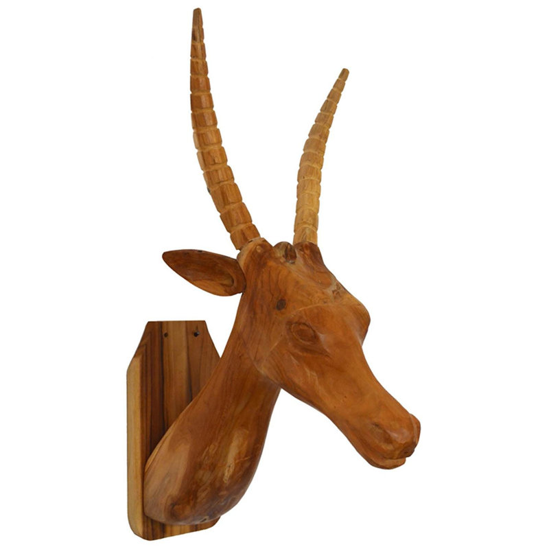 Décoration murale wapiti brun en bois massif