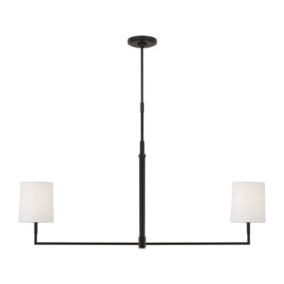 Thomas O'Brien Danica 2 Light Dining Room Chandelier With White Linen Shade