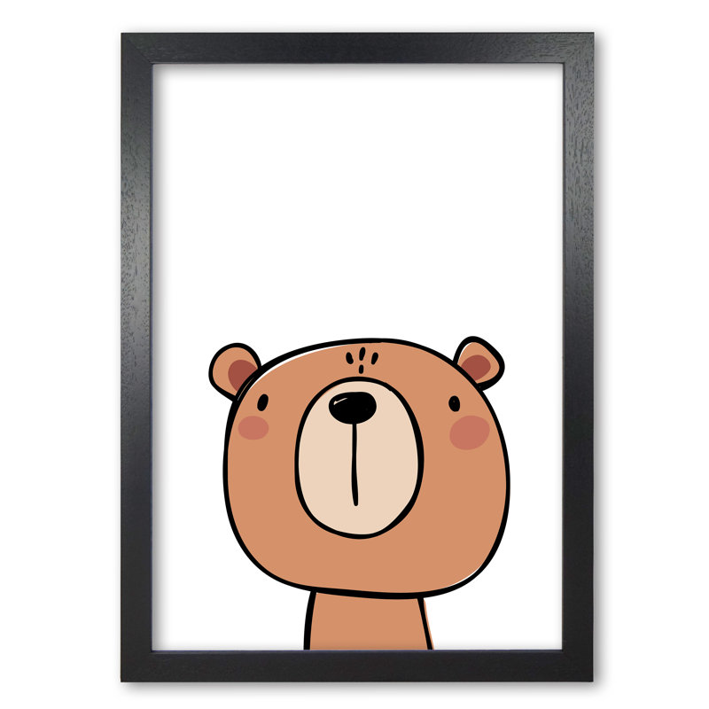 Brown Bear - Painting, 85 cm H x 60 cm W x 5 cm D, Black Grain Frame
