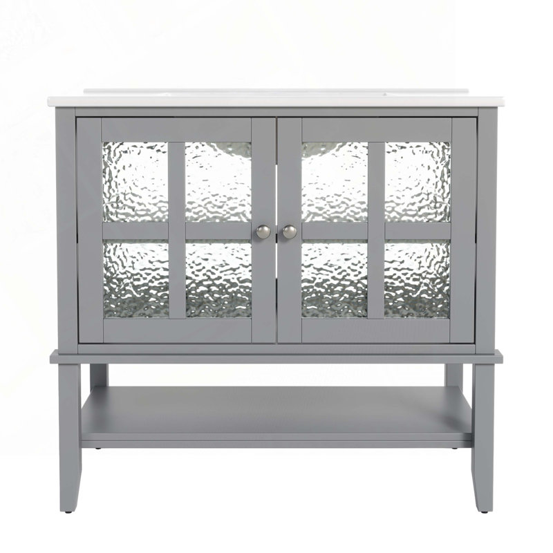Bathroom Vanity with Ceramic Sink, Gray