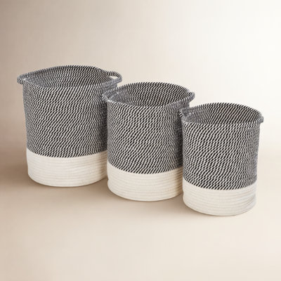 Fabric Basket With Handles - Set of 3