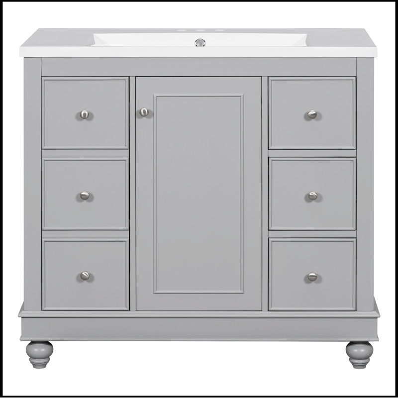 Meuble-lavabo simple 36 po avec comptoir Sebern, Gris