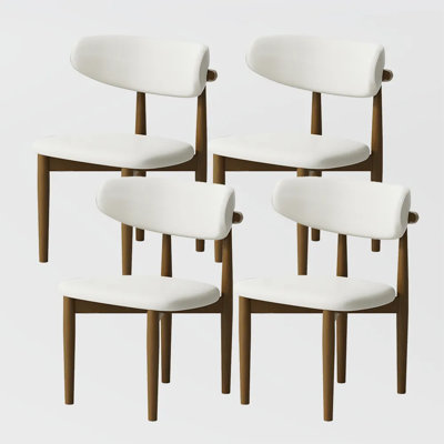 Mid-Century Modern Wood Dining Chairs, Upholstered Wood Dining Chair Side Chair, Fully Assembled