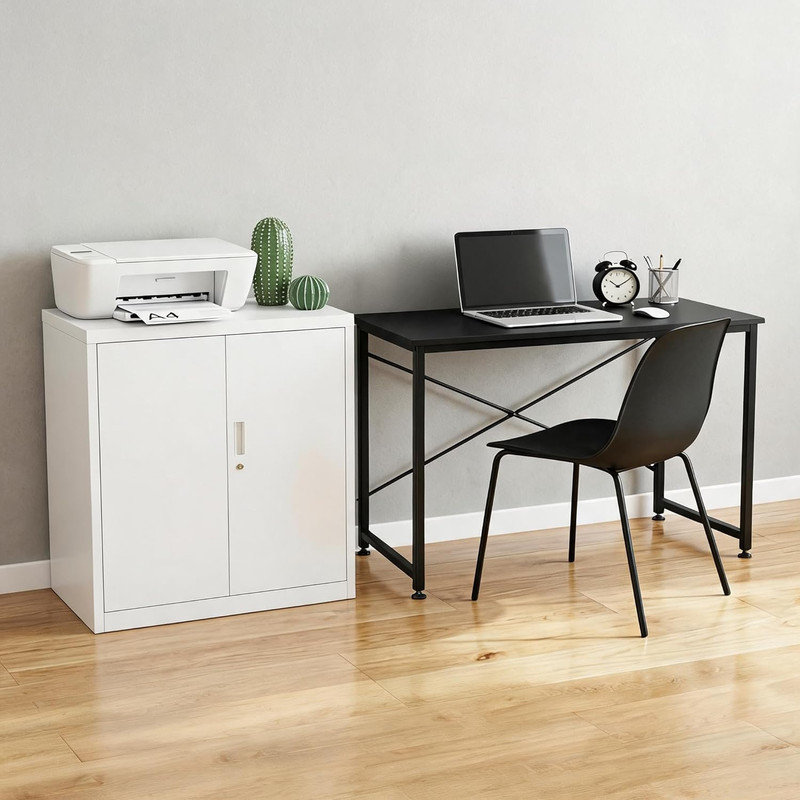 Armoire de rangement en métal 36 po 2 portes - Casier verrouillable en acier avec tablettes réglables pour le bureau à domicile