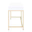 Bureau rectangulaire blanc ultrabrillant avec base dorée pour bureau et forme