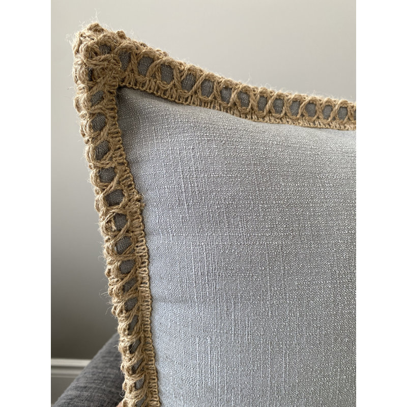 Coussin en jute avec insert ivoire, Gris