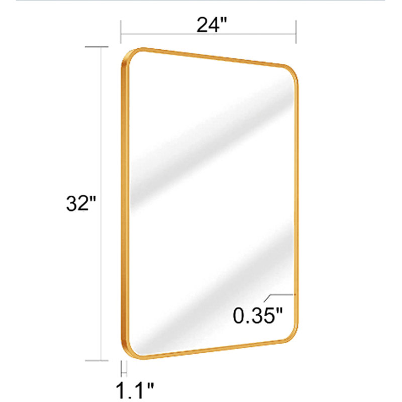 Donko Rectangle Mirror, 24" x 32", Gold