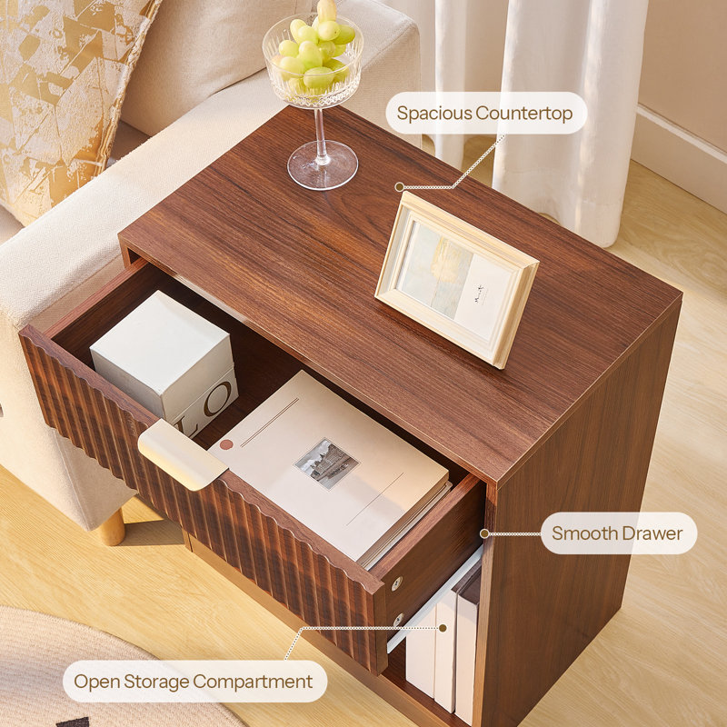  1-Drawer Nightstand with Open Cubby