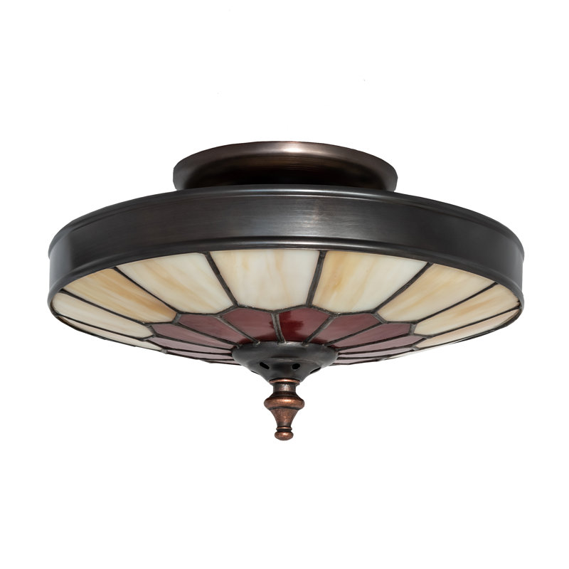 Meyda Tiffany & Stained Glass 3 - Light Semi Flush Mount, 5.75" H x 10" W x 10" D