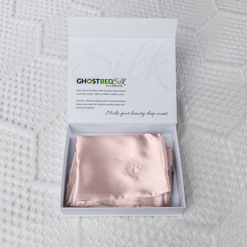 GhostBed Silk Pillowcase made with 100% Mulberry Silk, Pink, King