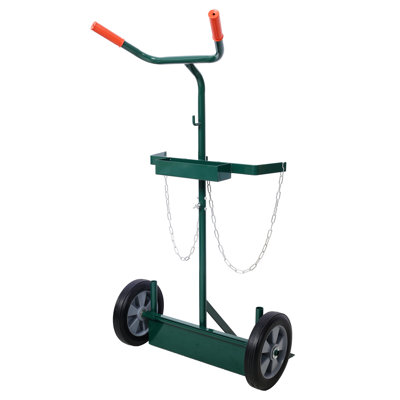 440 lbs Capacity Welding Cylinder Hand Truck with 10-Inch Solid Rubber Wheels, Green Steel Gas Tank Cart, Removable Design