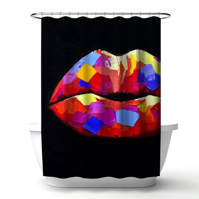 Abstract – Polyester Shower Curtain, Dye Sublimation Print, 71" W × 74" L