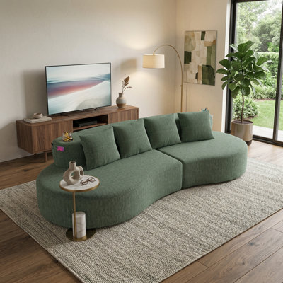 Modern Curved Half Moon 3-Seat Modular Sectional Sofa, Minimalist Design, for Living Room, Office, Apartment