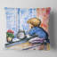 Coussin de ville en regardant un petit garçon et un chat-29516928-29516925