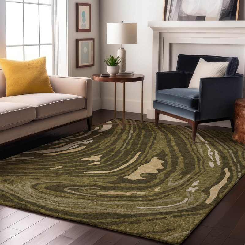 Premium Machine Washable Cossette AMF1051 Swirls Rug, Rectangle 2 pi 6 po x 3 pi 10 po