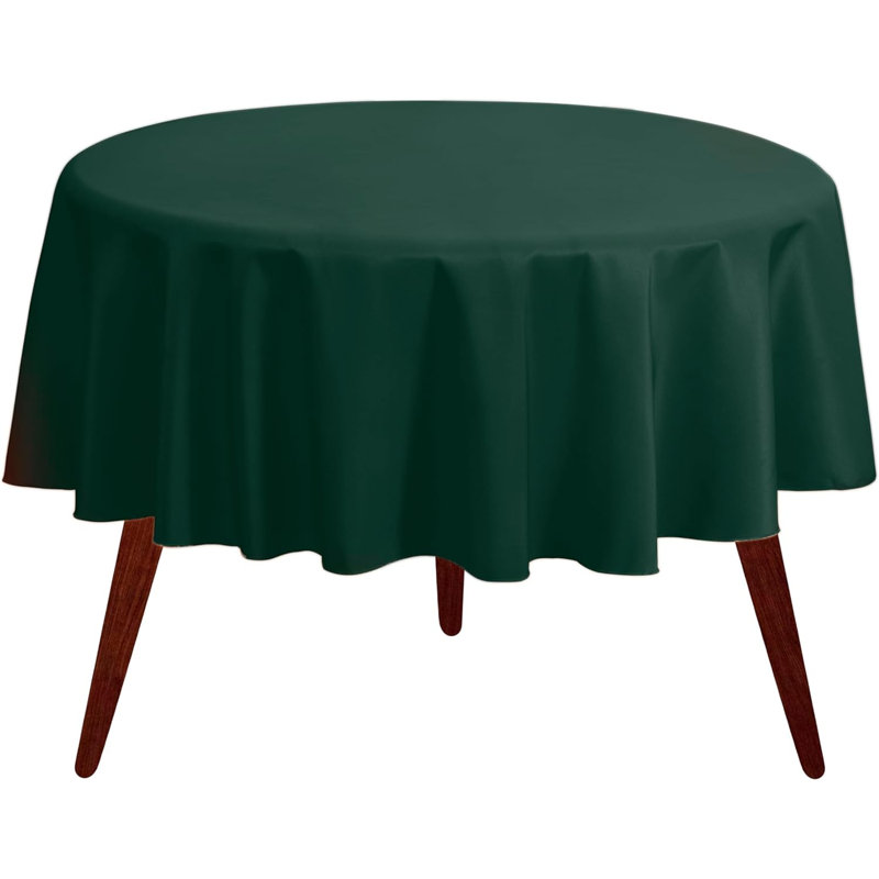 Ambee Round No Pattern Polyester Tablecloth, Hunter Green, 120" Round