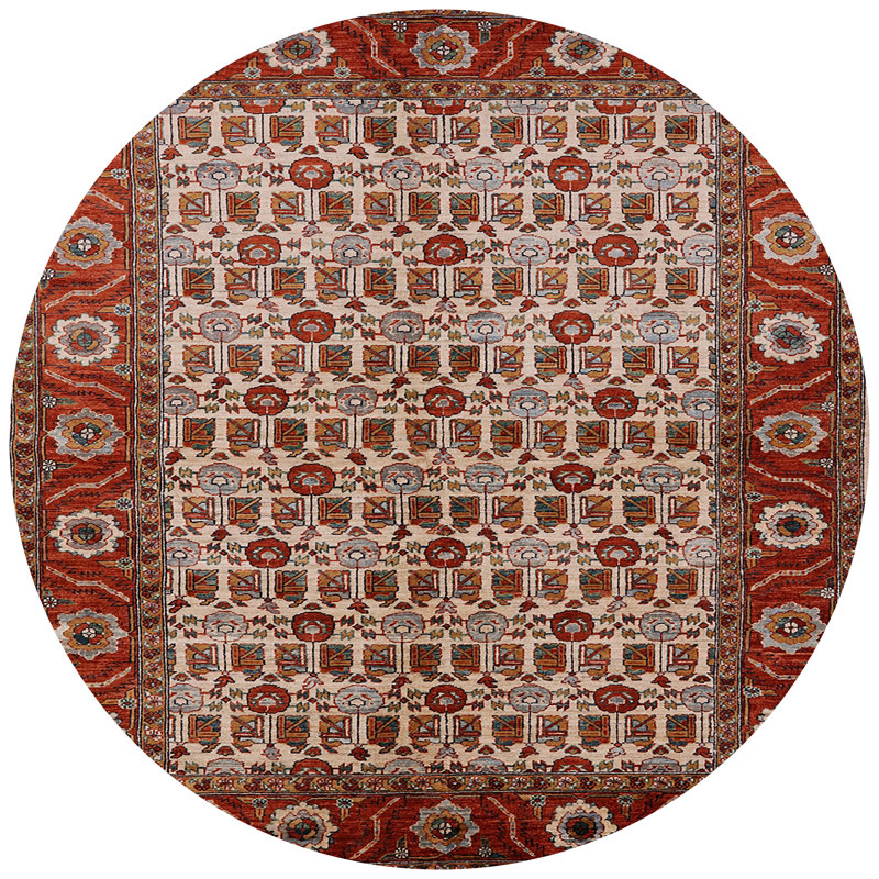 Tapis oriental rouge / beige, Rond 7 pi