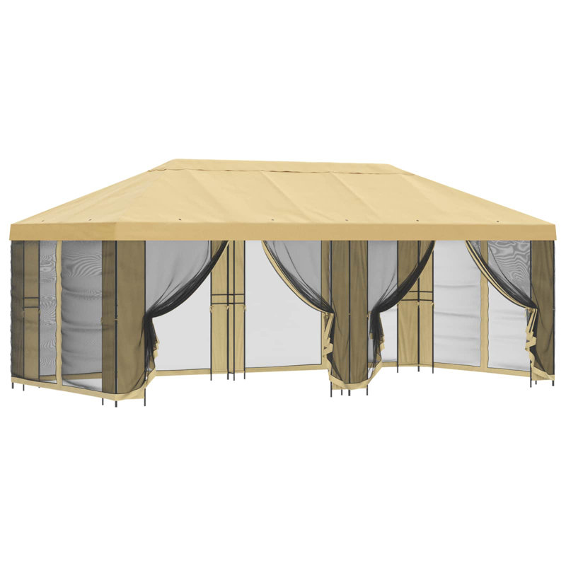 Vidaxl Gazebo Polyester And Steel, Cream, 276.5cm H x 600cm W x 300cm D