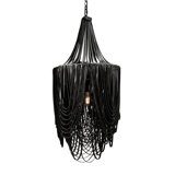 Small Leather Fringe Chandelier w/ Crown