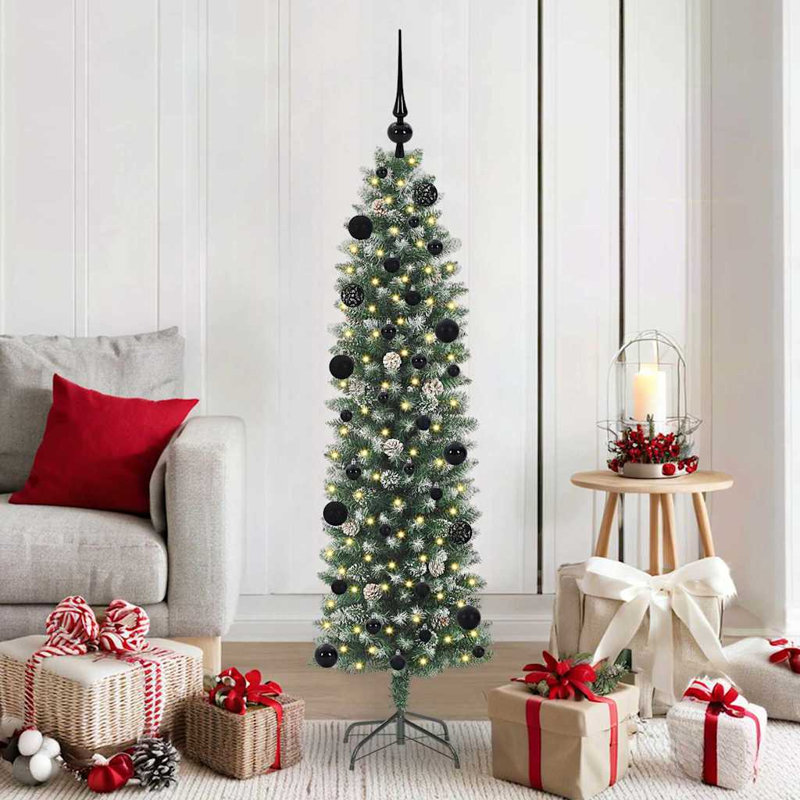 Artificial Slim Christmas Tree, 4.92' H, Black