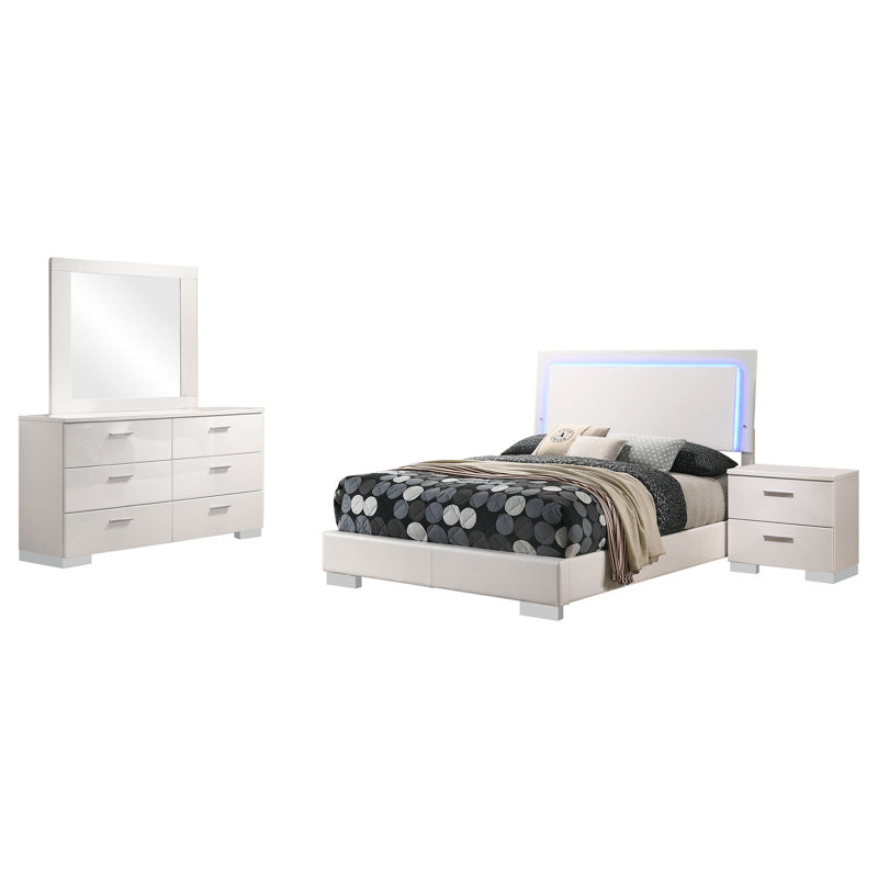 Ensemble de chambre double 4 pièces Dulcey, Lit double 