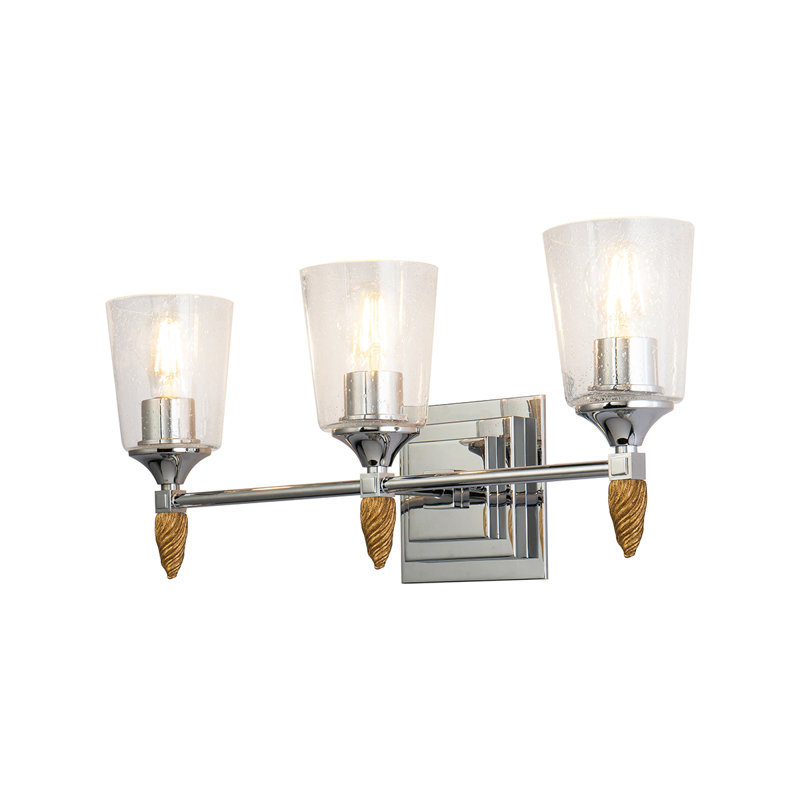 Ensemble de meuble-lavabo 3 lumières Stidham Vetiver, Argenté/doré