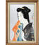 Illustration d'une jeune femme japonaise avec miroir à main Ukiyo-e-123634319-123634320