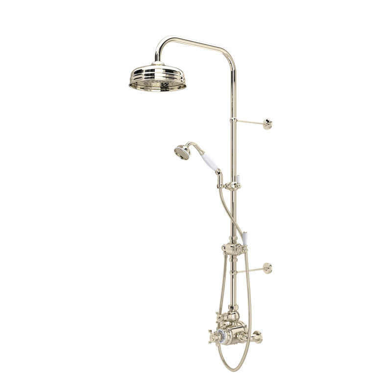 Edwardian™ 3/4" Thermostatic Shower System, Polished Nickel, Cross Handle