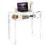 Bureau 33,5 po en acrylique transparent avec tablette de rangement, bureau d'écriture transparent moderne avec structure en acrylique épais pour chambre à coucher, dortoir et bureau personnel