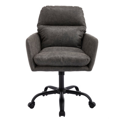 Adjustable Height Black Pu Leather Office Chair For And Office by Orren Ellis