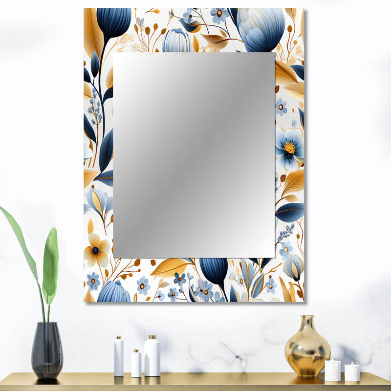 Motif floral artistique Norwich - miroir mural décoratif floral, 40 po x 30 po