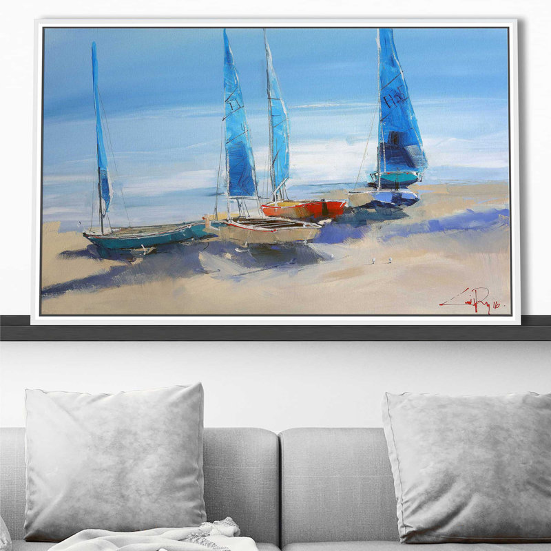 «Avant la voile» par Craig Trewin Penny - reproduction d'art, H 27,5 po x l 43,5 po x P 2 po, Cadre flottant blanc