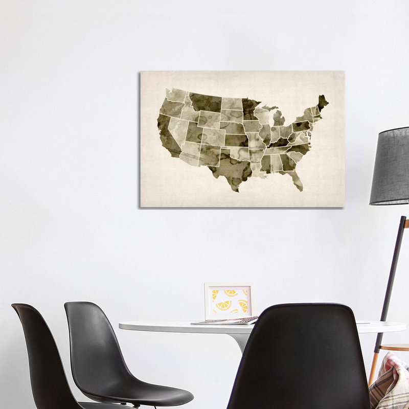 USA Water Color Map II by Michael Tompsett - Wrapped Canvas Print