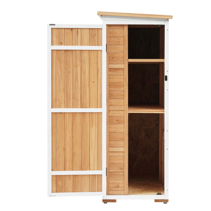 Remise à outils verticale en bois l 4 pi x P 2 pi, Brun / blanc