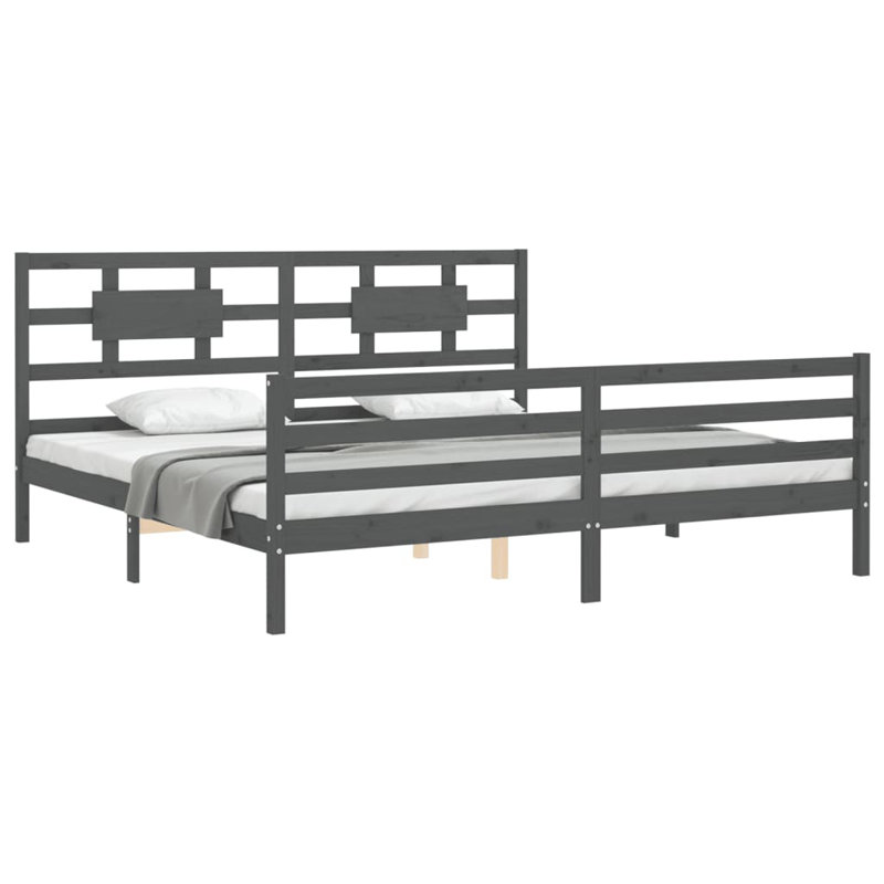Annael Solid Wood Bed, Grey, Emperor (7')
