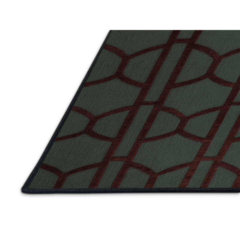 Tapis gris en treillis lavable à la machine, Rectangulaire 2 pi x 3 pi