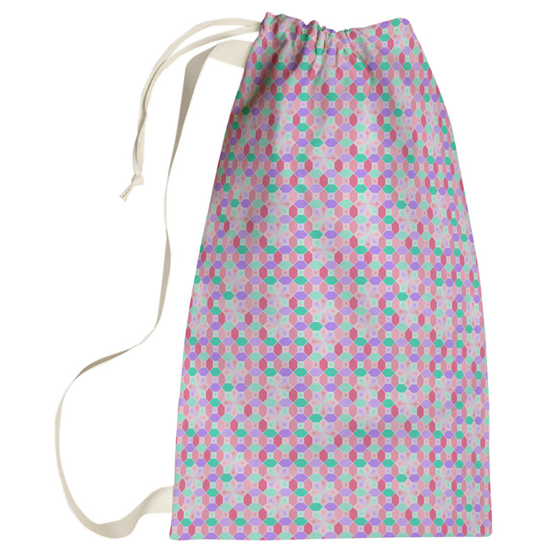 Sac à linge coloré pastel, Grand (H 76,5 po x l 29,5 po x P 1,5 po), Vert et rose
