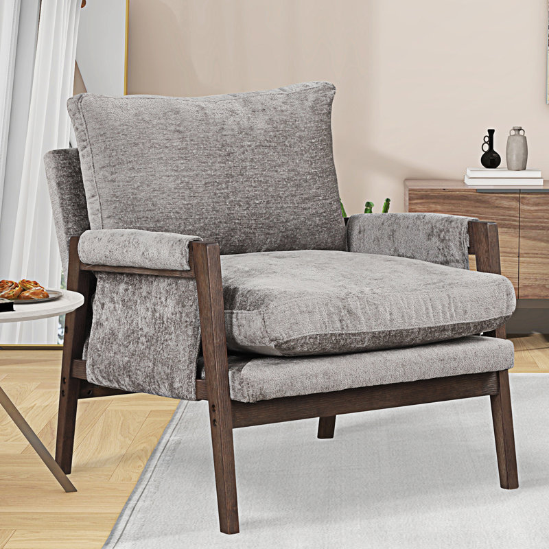 Chaise d'appoint Mid-Century moderne Velda, Gris