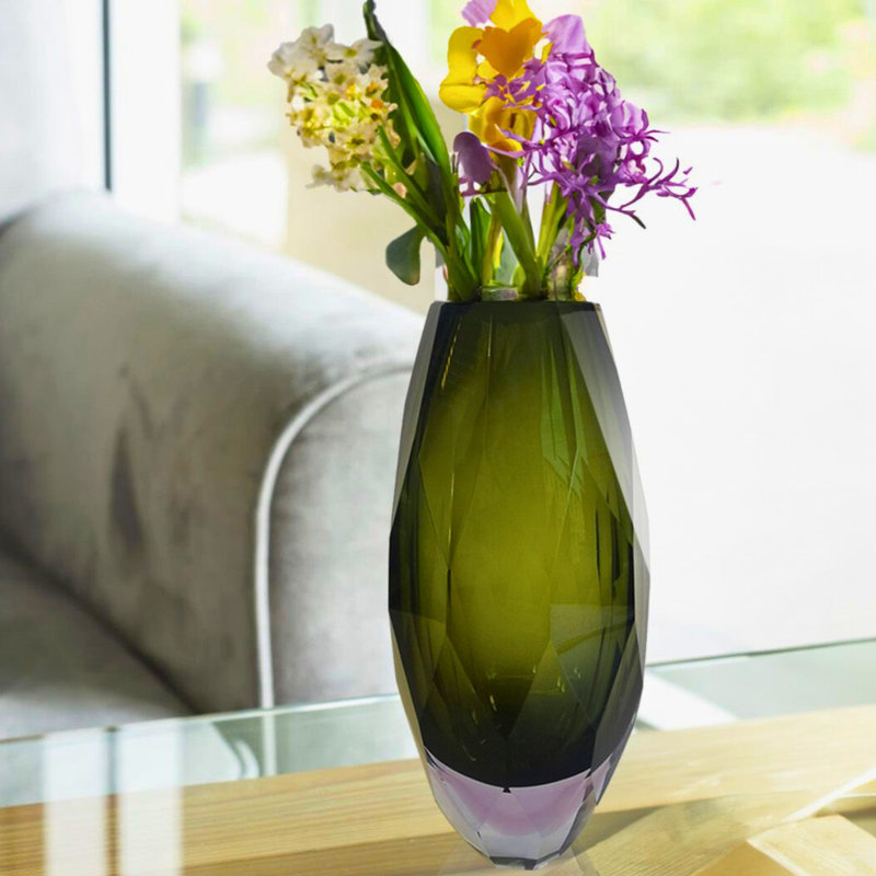 Vase de table Ava Art Deco, Vert, 11"