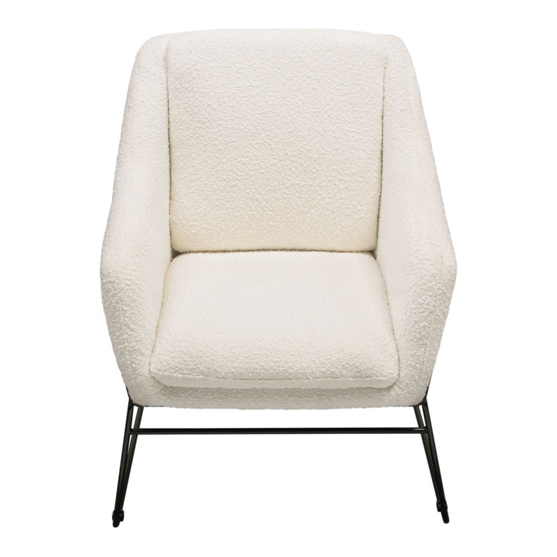 Ivory Boucle Accent Chair with Black Metal Frame