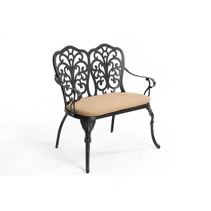 Banc en fonte d'aluminium avec coussin, Noir