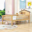 Lit plateforme en bois avec rangement pour tête de lit, éclairage à DEL et garde-corps, conception en forme de maison-2034190812-2034190813