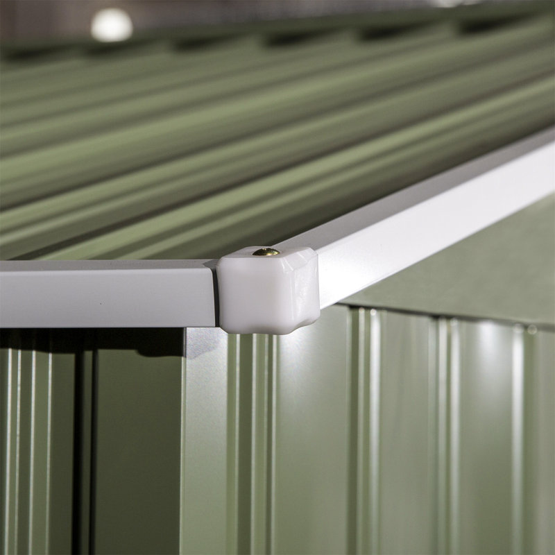 Bouzoun 9 ft. W x 6 ft. D Galvanised Steel Apex Garage Shed, Green