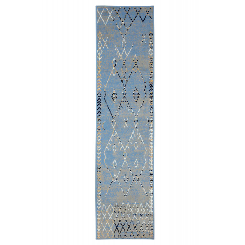 Tapis bleu clair Nivedita, Tapis de couloir 2 pi x 8 pi