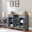 Cabinets, buffet de ferme moderne avec 2 tiroirs, portes en verre et amp; Support à vin | Bleu clair + chêne clair l 56,46 po | Panneau de fibres à densité moyenne | Cuisine